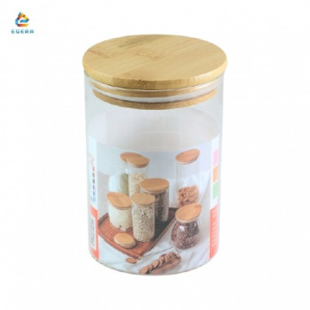 БУРКАН СТЪКЛО С БАМБУКОВ КАПАК 85Х150ММ В-223