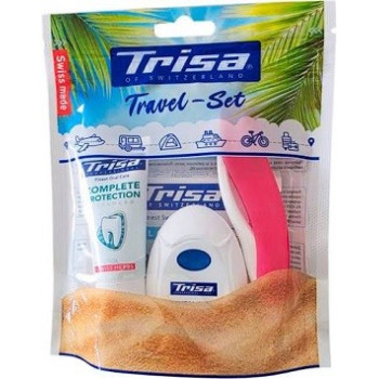 TRISA КОМПЛЕКТ ЗА ПЪТУВАНЕ-ЧЕТКА, ПАСТА, КОНЦИ, ДЪВКА